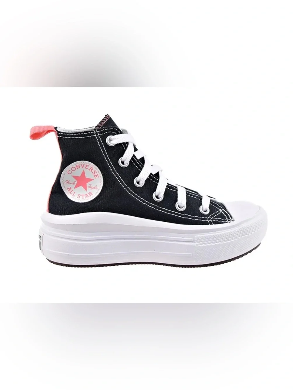 Converse Chuck Taylor All Star Move Hi Kids' Shoes Black/Pink Salt/White 371527F